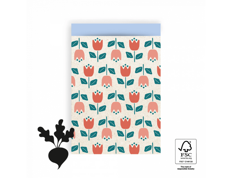 House of products cadeauzakjes - tulips - sky blue - 17x25cm - 200st