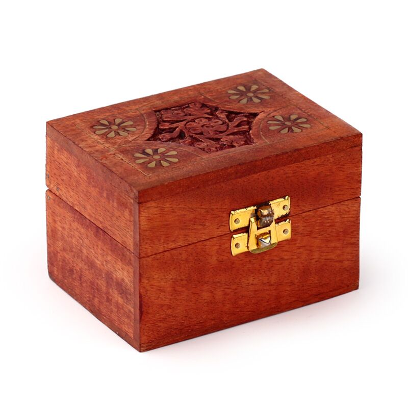 Mango hout etherische olie doos (voor 6 flesjes - design 2)