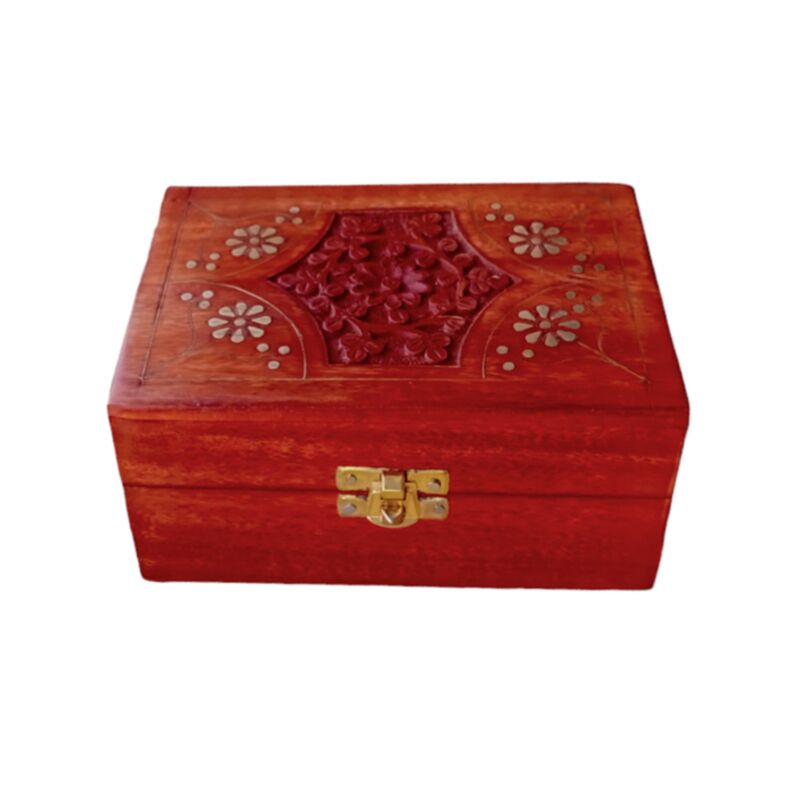 Mango hout etherische olie doos (voor 12 flesjes - design 2)