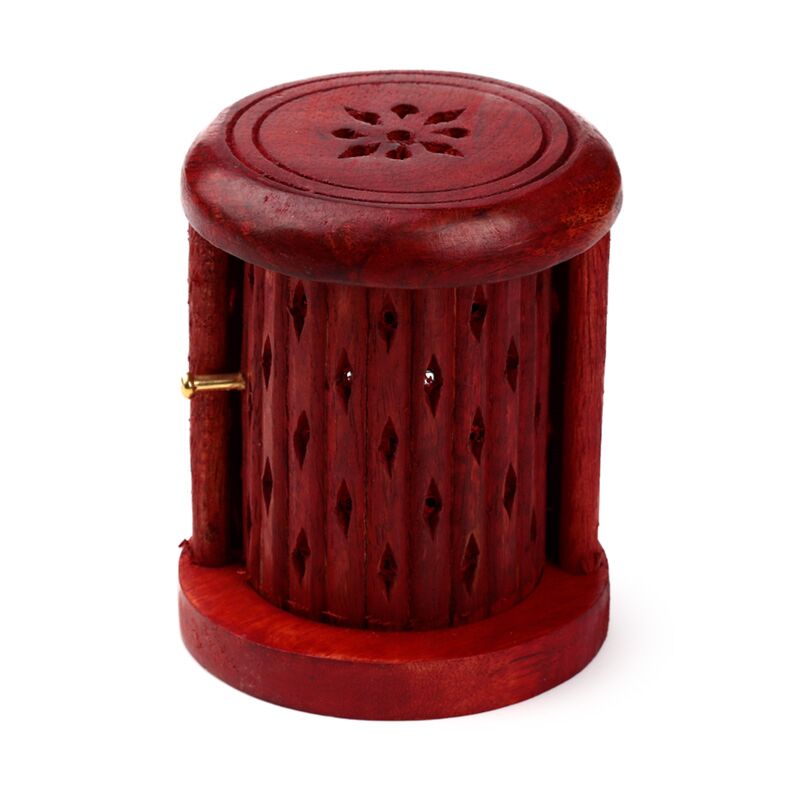 Mango hout gesneden wierookhouder kegels met deur