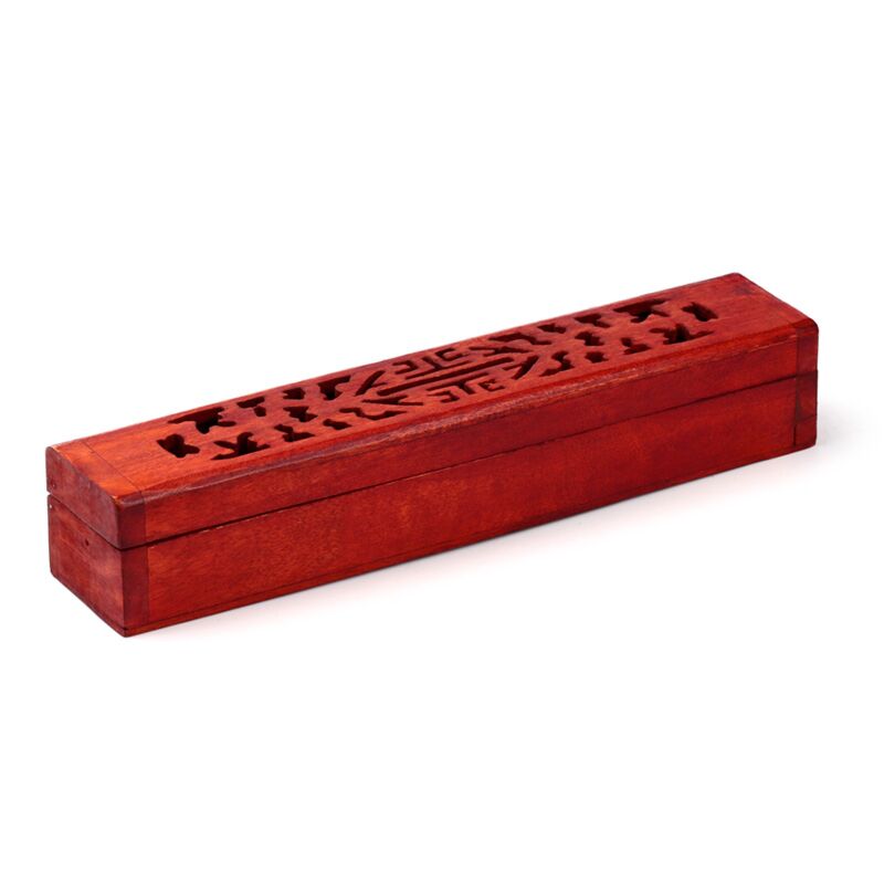 Mango hout uitgesneden wierookhouder doos