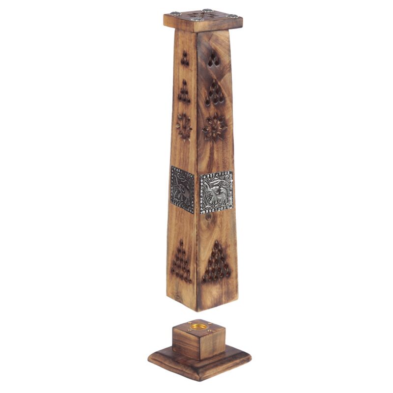 Mangohout toren olifant wierookhouder