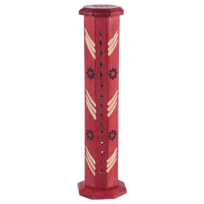Mangohout toren bloemen wierookhouder
