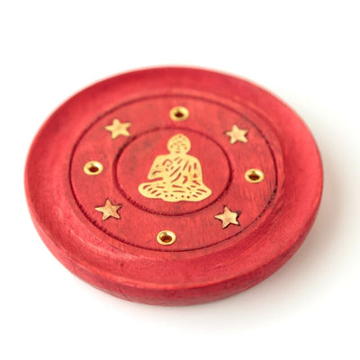 Mangohout rond rood wierookhouder