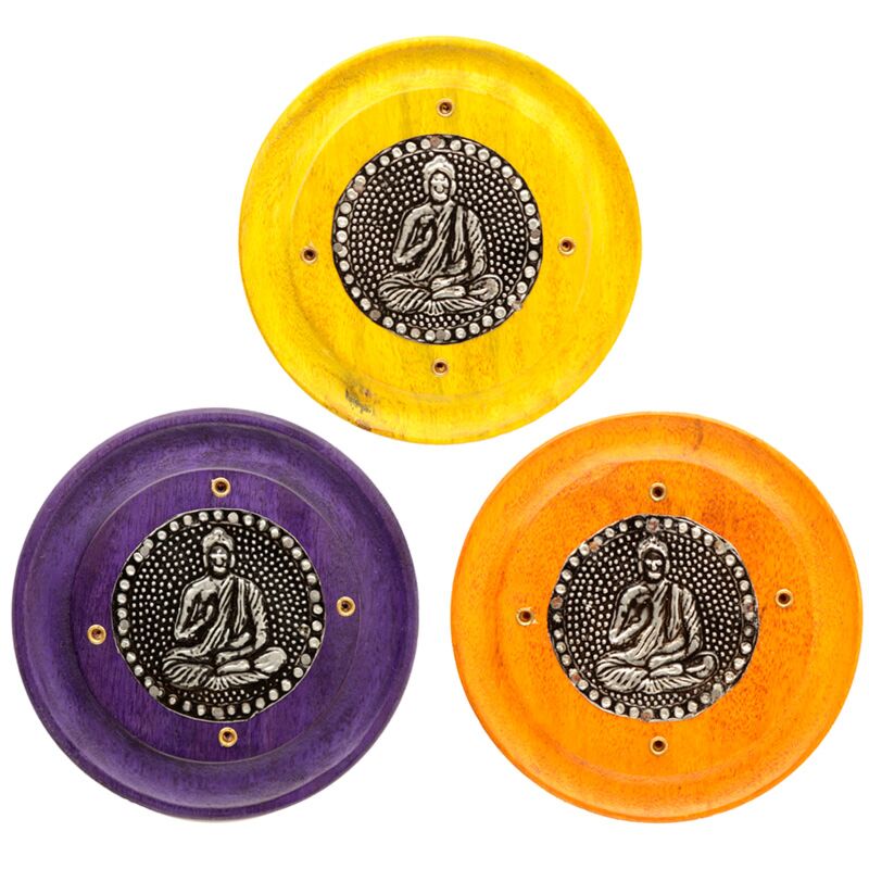 Mangohout boeddha rond wierookhouder