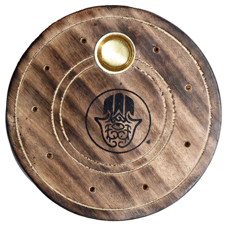 Mango hout ronde hamsa wierookhouder