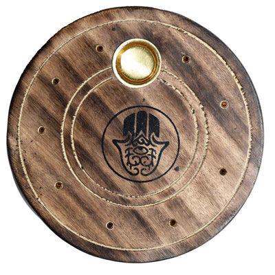 Mango hout ronde hamsa wierookhouder