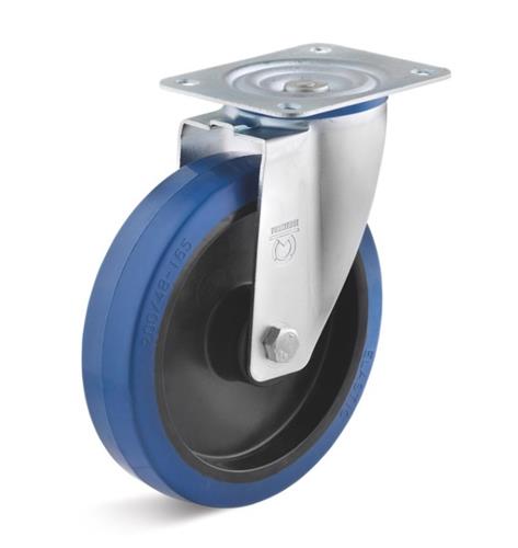 Torwegge zwenkwiel rubber blauw ø100 kunststof