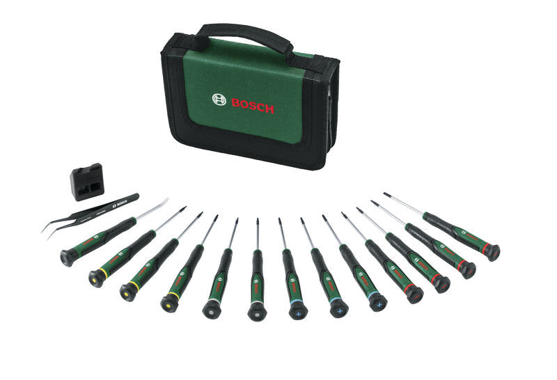 Bosch groen precisieschroevendraaierset | 15-delig - 1600a039j4