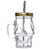 Schedelvormige mason jar glazen drinkbeker met rietje en dekel