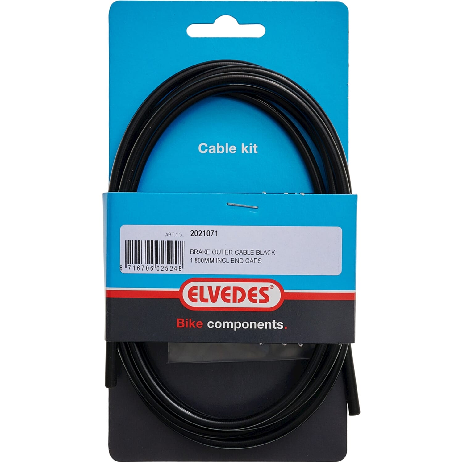 Elvedes cable systems bv elvedes rem buitenkabel 1,8m zwart +2 ferrules 2021071