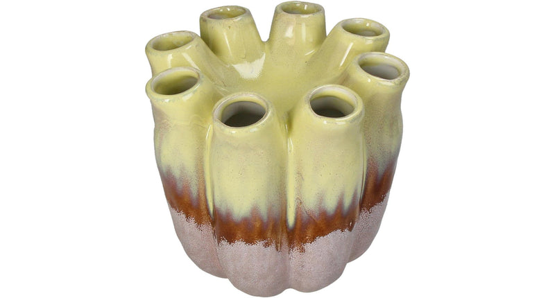 Vase stoneware brown 19.5x19.5x19cm
