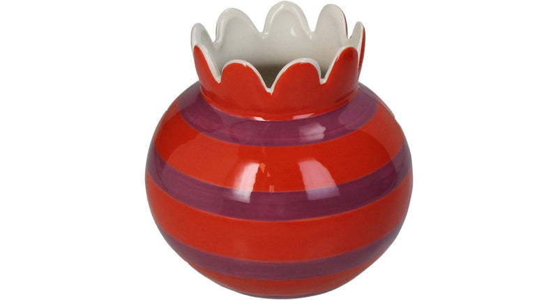 Vase stripes stoneware multi 15x15x14.3cm