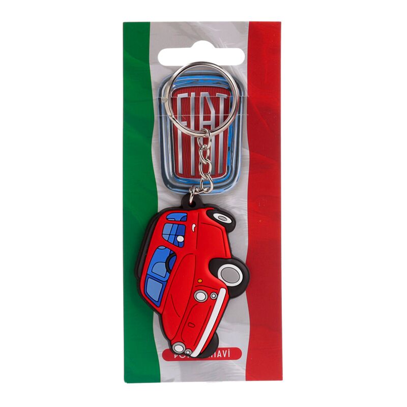 Fiat 500 rood pvc sleutelhanger