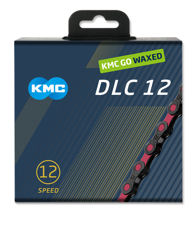 Kmc chain dlc12 126l box waxed 12-speed black pink