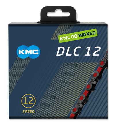 Kmc chain dlc12 126l box waxed 12-speed black red
