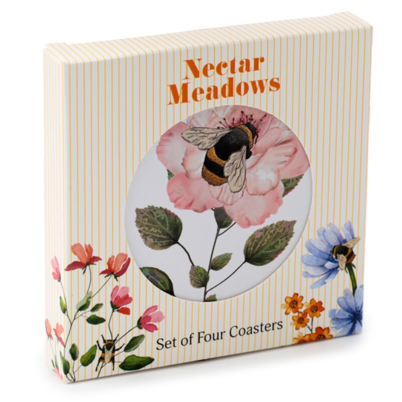 Nectar meadows bij bij set 4 onderzetters