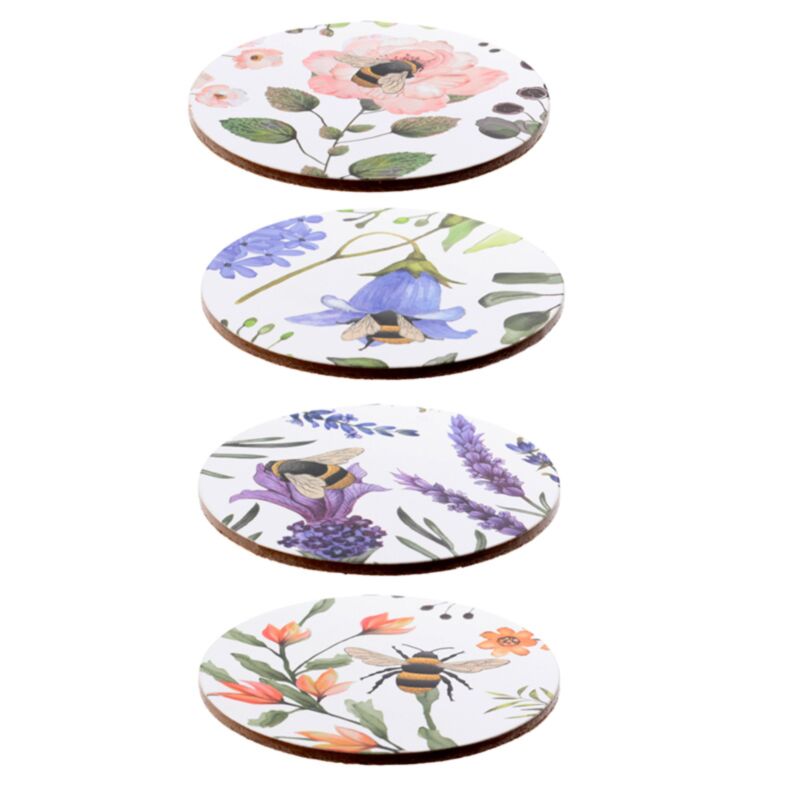 Nectar meadows bij bij set 4 onderzetters