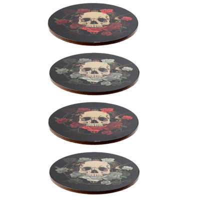 Schedel rozen set 4 onderzetters
