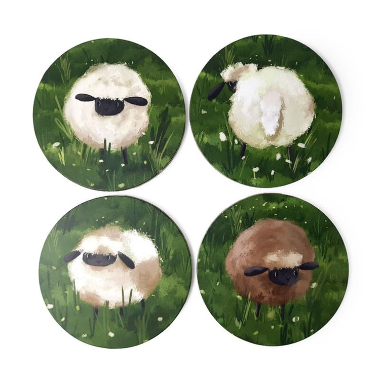 Schapen set 4 onderzetters