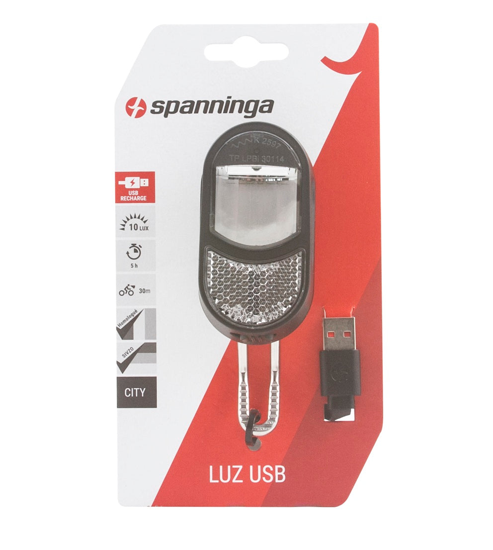 Spanninga koplamp luz xb usb met lamphaak zwart