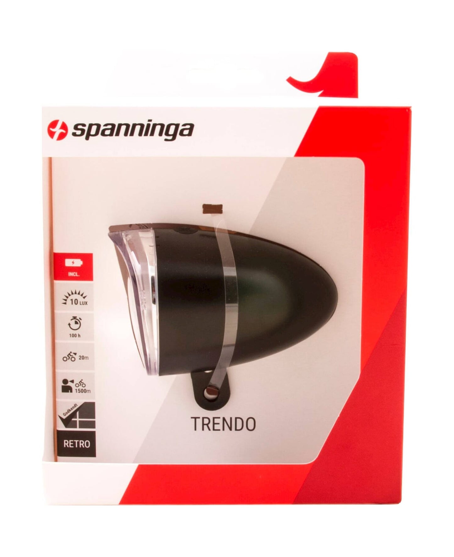 Spanninga koplamp Trendo Xb batterij 15 lux zwart