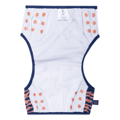 Vibrant stripes | blauw oranje wasbare zwemluier