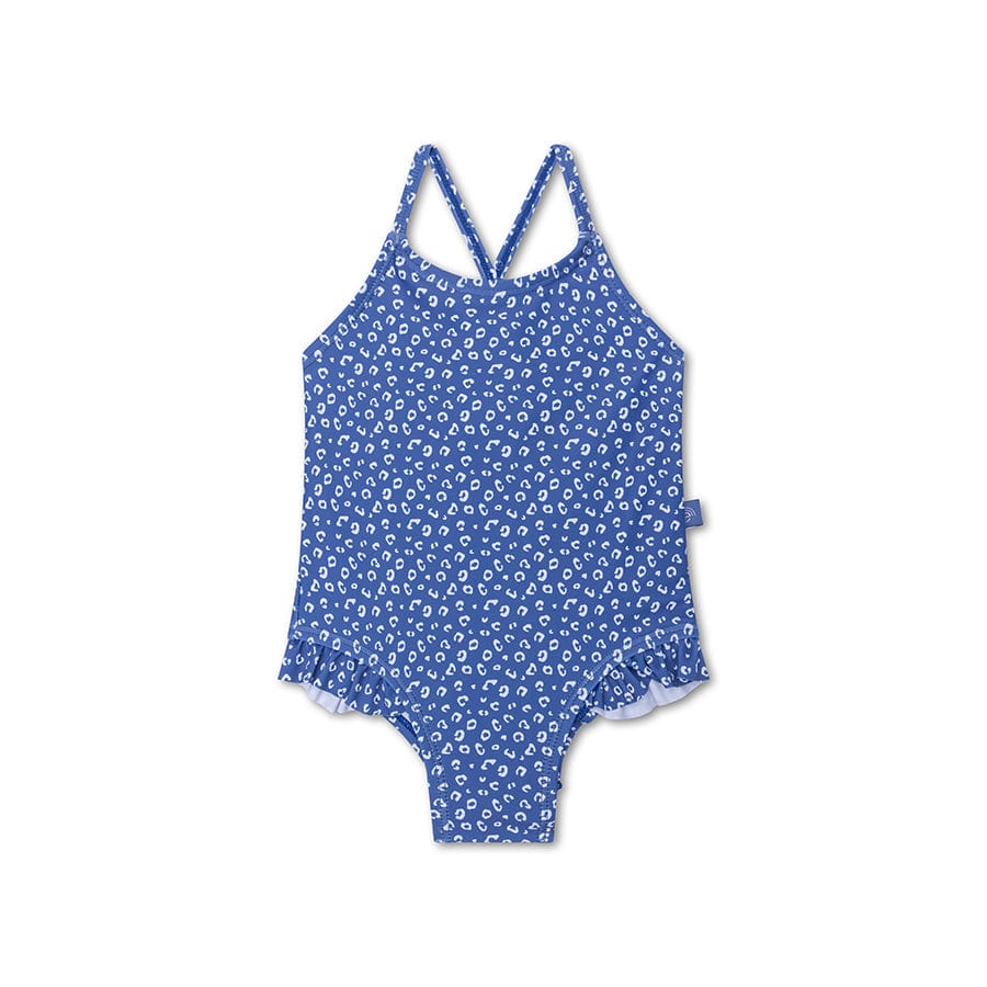 Leopard | blauw meisjes uv badpak