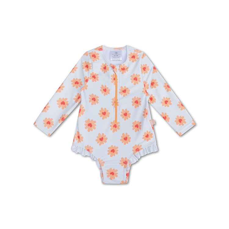 Floral love | meerkleurig meisjes uv badpak met lange mouwen