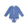 Leopard | blauw meisjes uv badpak met lange mouwen
