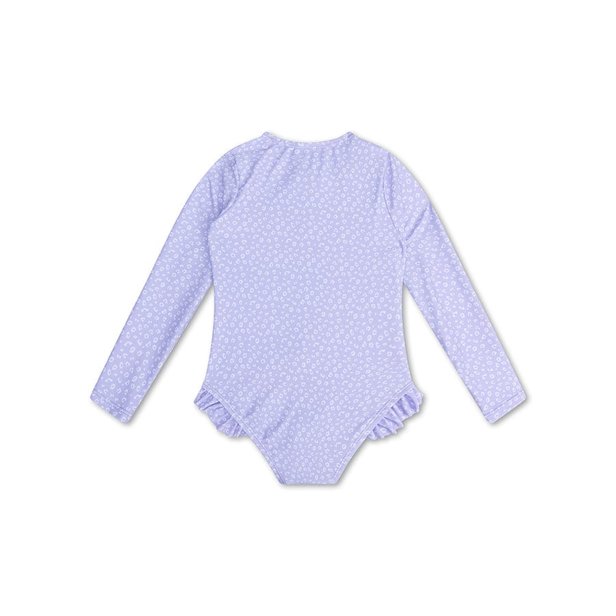 Leopard | lila meisjes uv badpak met lange mouwen