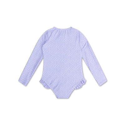 Leopard | lila meisjes uv badpak met lange mouwen