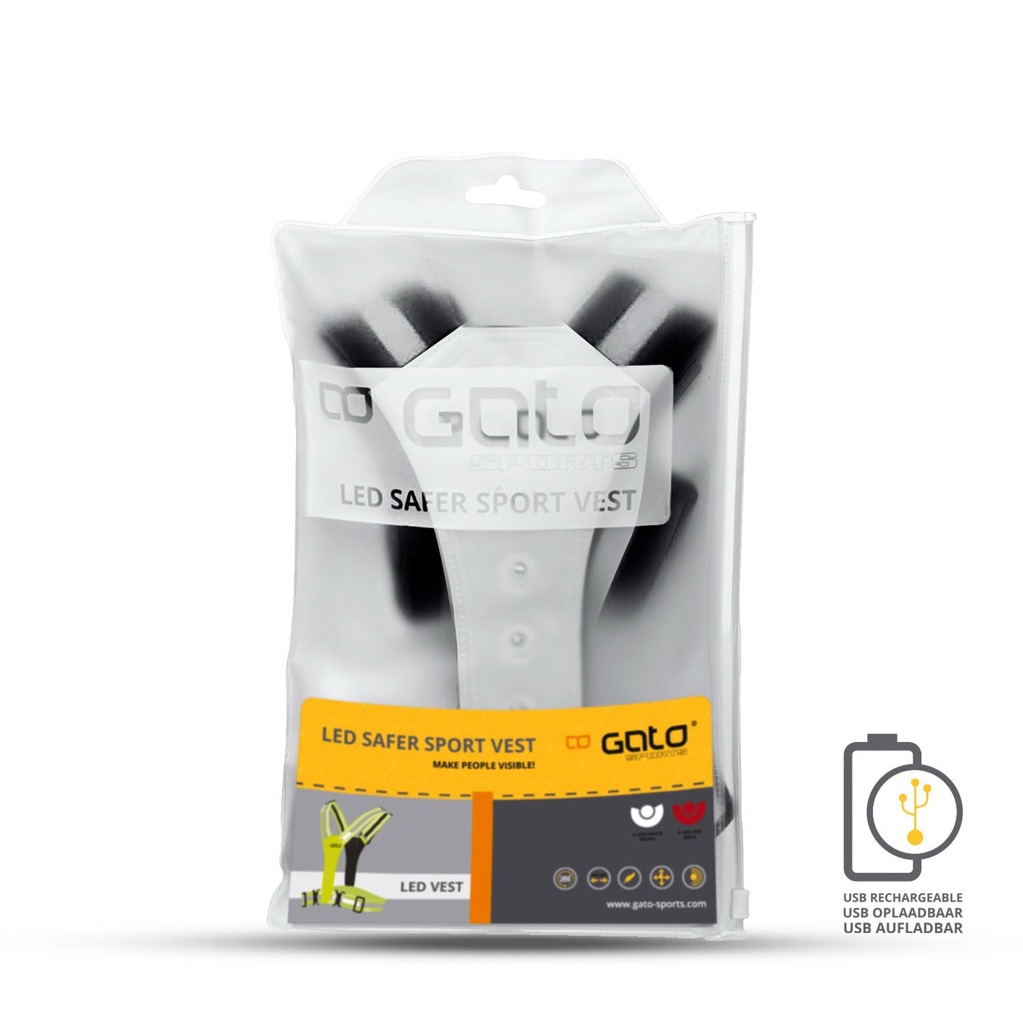 Gato Safer sport vest led usb antraciet one size