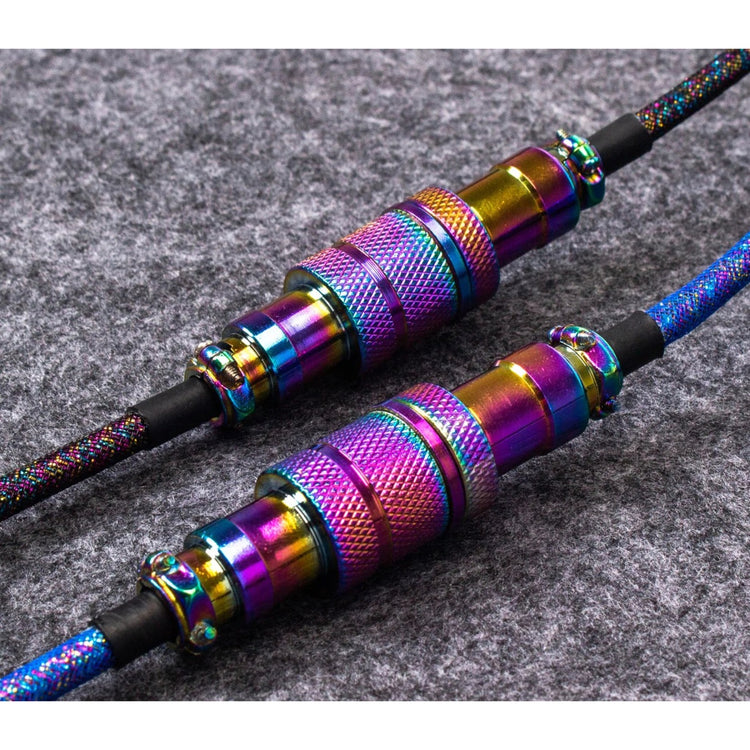 Keychron Premium Coiled Aviator Cable Rainbow Plated Blue