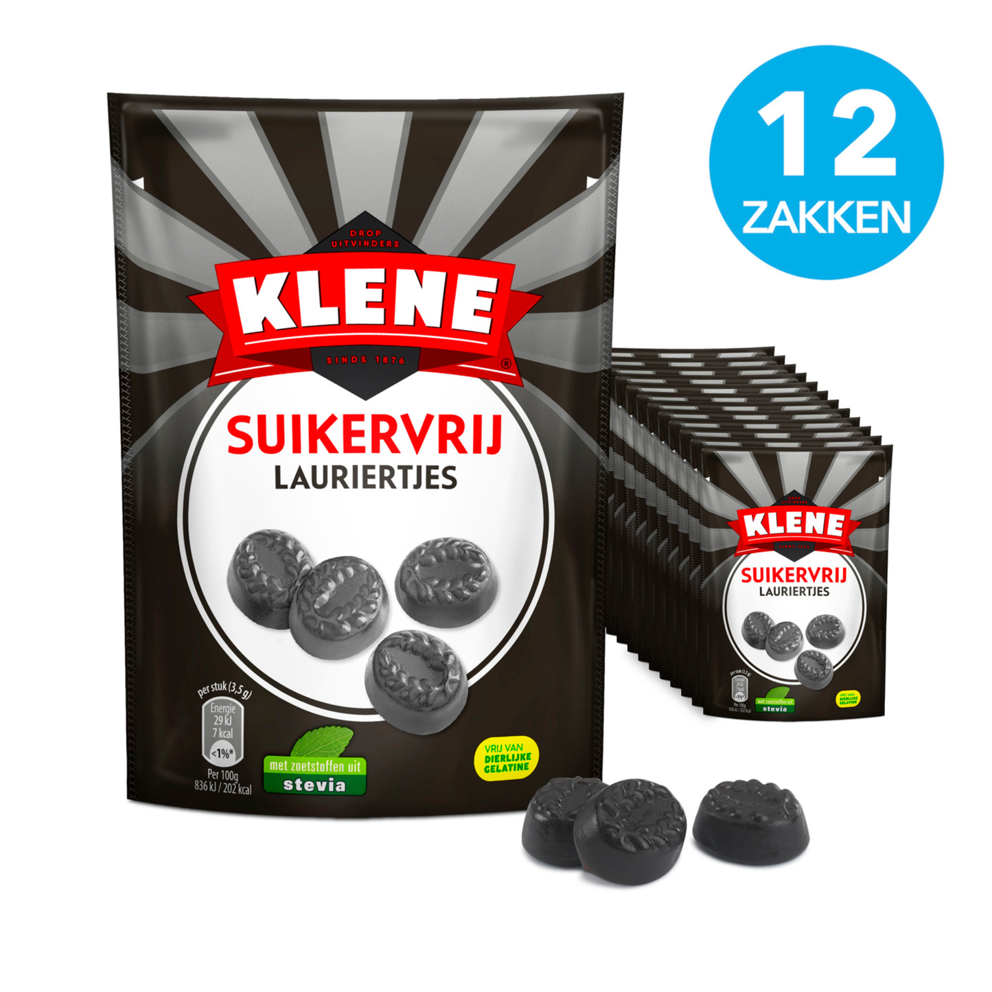 Klene suikervrij lauriertjes zakje (12x 110gr)