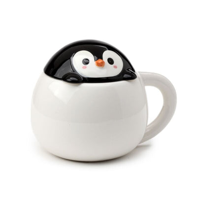 Huddle penguïn deksel gevormde keramiek mok