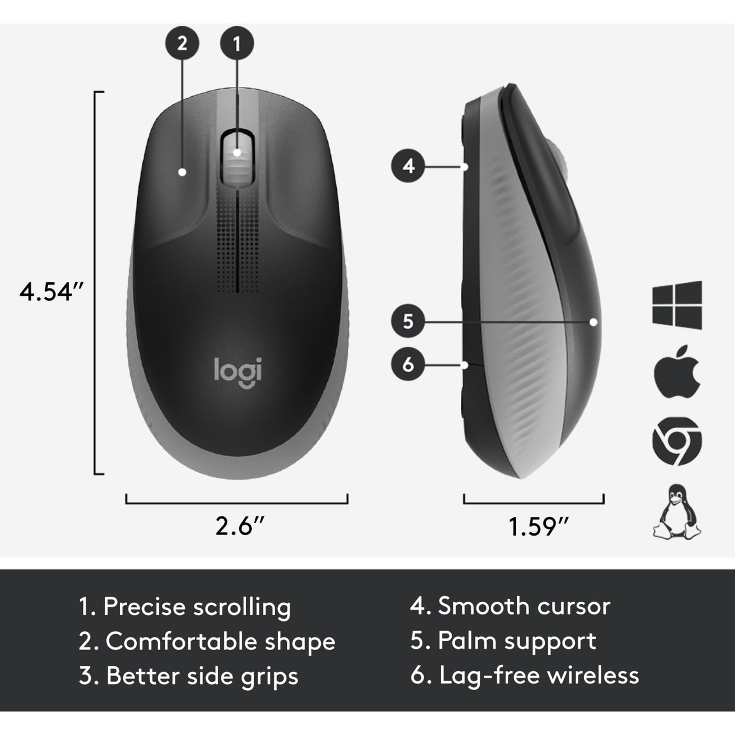 Logitech m190 full-size wireless mouse