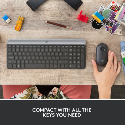 Logitech mk470 slim wireless keyboard and mouse combo , desktopset (zwart, us-international, scissor switches, 1000 dpi)
