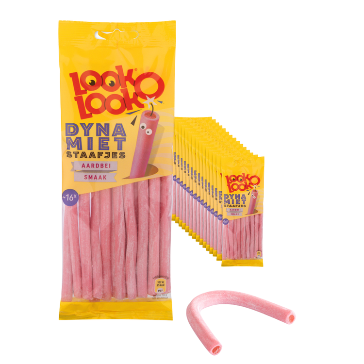 Look o look look-o-look dynamietstaafjes aardbei (15x 110gr)