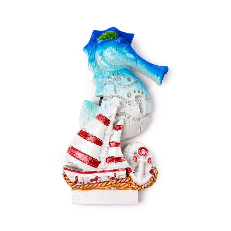 Zee strand souvenir magneet zeepaard zeilboot ankers