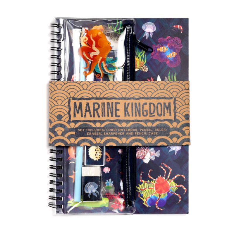 Marine kingdom ringgebonden notitieboekje 6-delige schrijfset