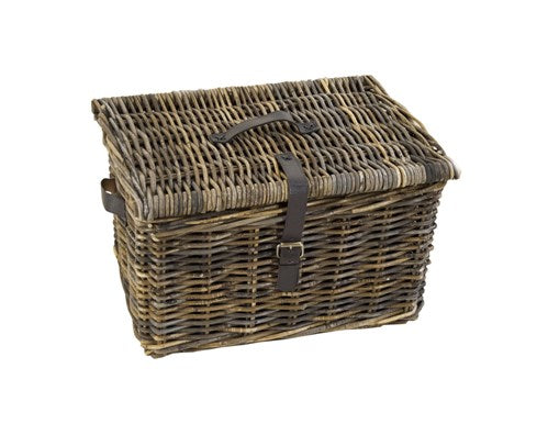 Dr rieten v-ager mand l bruin met deksel 43x33x23