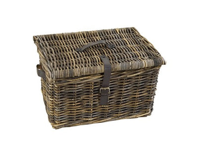 Dr rieten v-ager mand l bruin met deksel 43x33x23