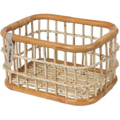 Basil Green Life - rotan fietsmand - medium - voorop natural bruin