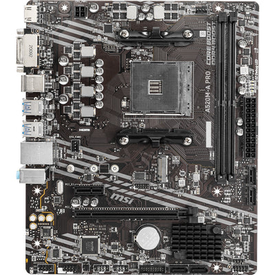 Msi a520m-a pro socket am4 moederbord (zwart grijs, raid, gb-lan, sound, µatx)