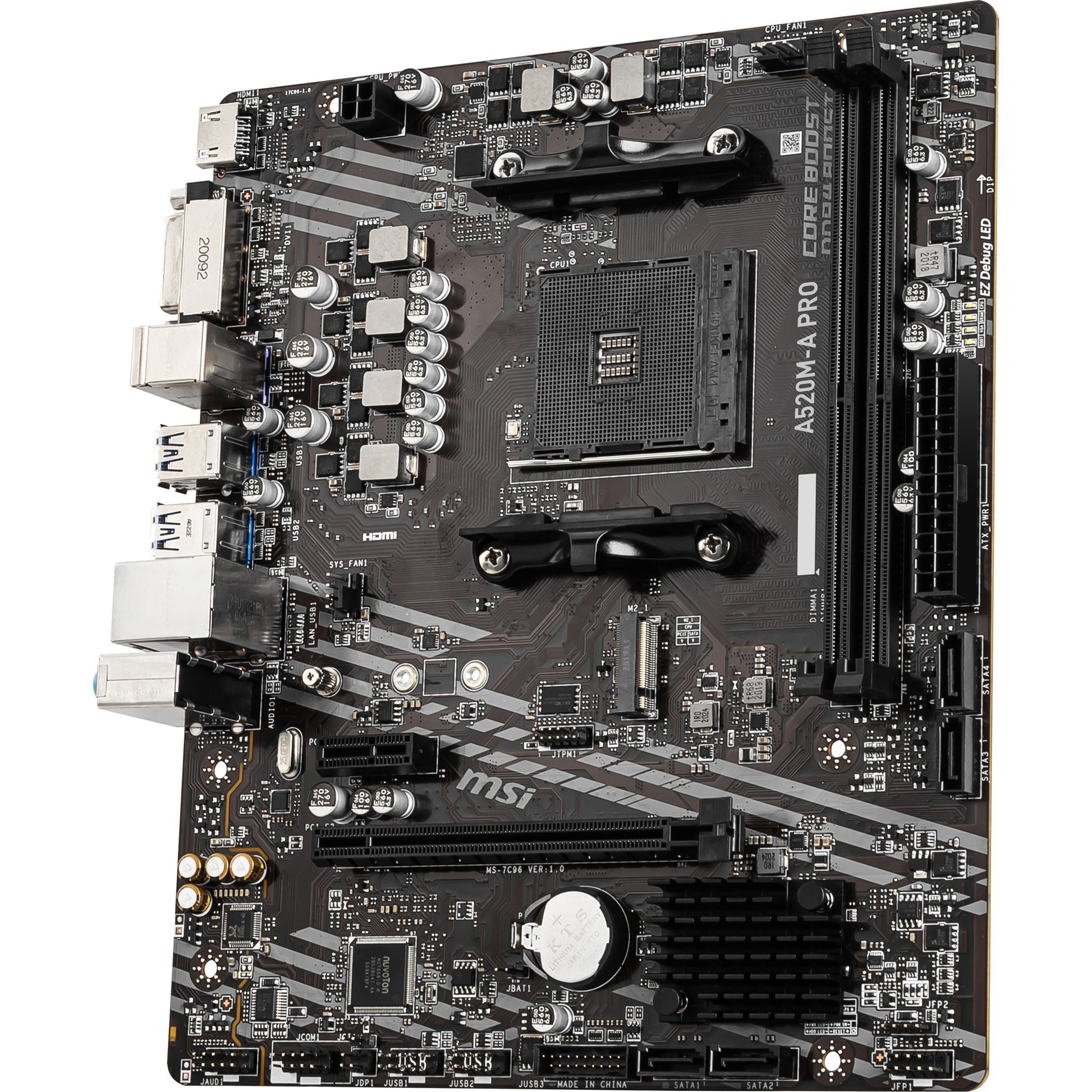 Msi a520m-a pro socket am4 moederbord (zwart grijs, raid, gb-lan, sound, µatx)