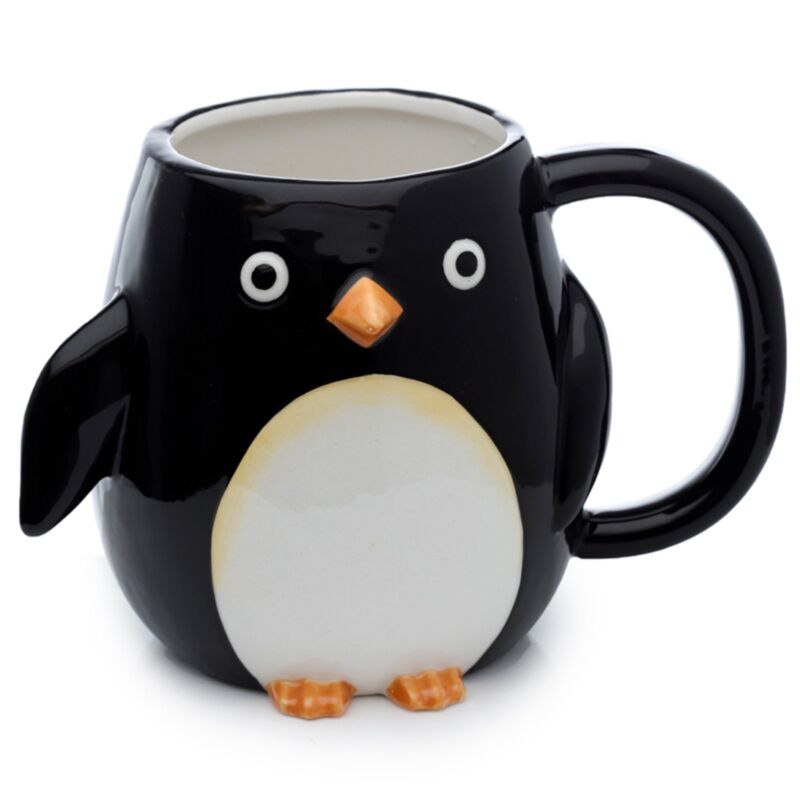 Ineengedoken pinguïn - gevormd handvat keramiek mok