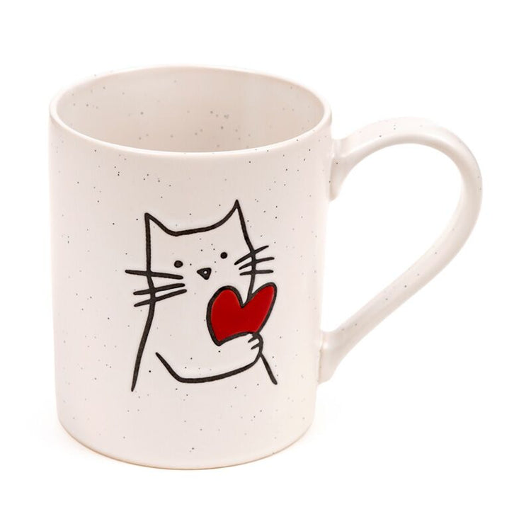 Kat met hart stoneware mok