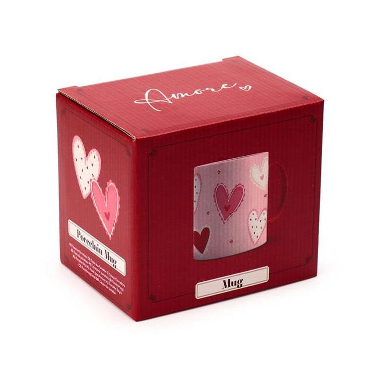 Amore hartjes porselein mok