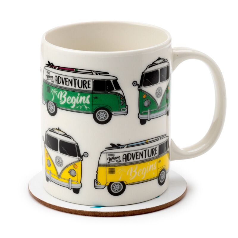 Vw t1 volkswagen busje porselein mok onderzetter